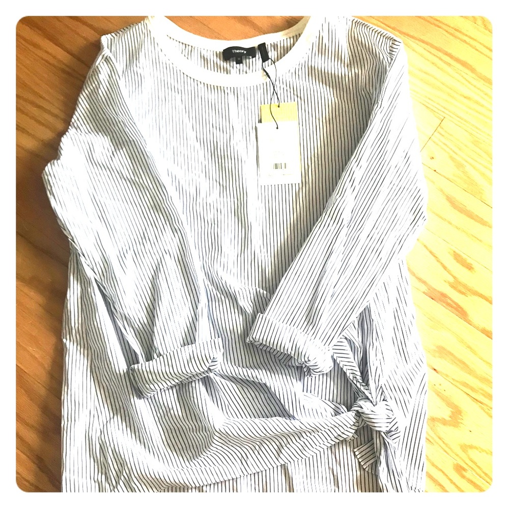 New with tags Theory pinstripe long sleeve blouse